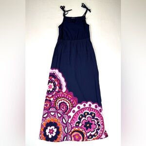 GYMBOREE Girl Navy Floral Maxi Dress 6 Boho Summer Retro 2016 Bold Sundress‎ Y2K